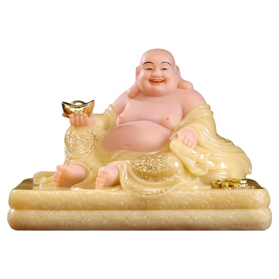 黄玉弥勒佛菩萨佛像大肚笑佛摆件