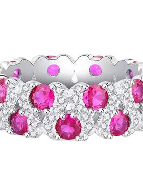 D色莫桑石红宝石戒指女