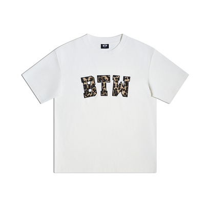 BTW短袖男夏季新款贴布绣复古潮牌情侣圆领半袖凉感速干宽松t恤女