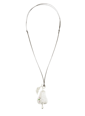 藤蔓梨子钻石梳子水滴吊坠项链