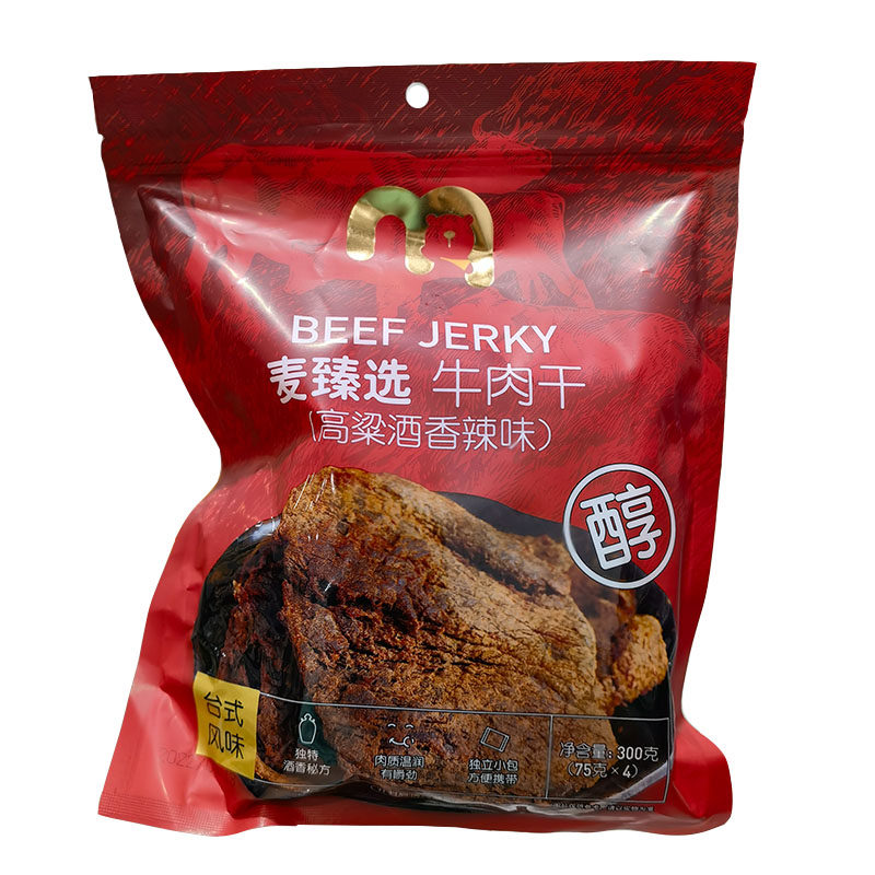 【麦德龙】麦臻选高粱酒香辣味/原味牛肉干袋装台湾风味300g肉脯
