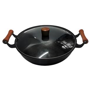 江油宏江龟纹铁锅中式生铁炖锅无涂层明火家用电磁炉老式铸铁多用