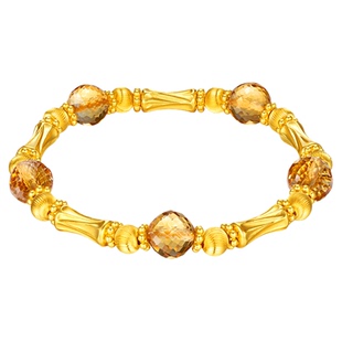 金至尊水晶金古法黄金手串男 999足金手链节节高升生日礼物送老公