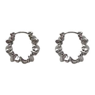 DOUDOUSTORE小众设计感肌理花边褶皱耳环耳扣女小巧日常耳钉耳饰