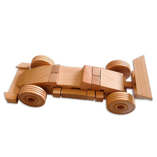 榫卯结构积木赛车模型鲁班木质拼装手工玩具儿童益智礼品6岁男孩