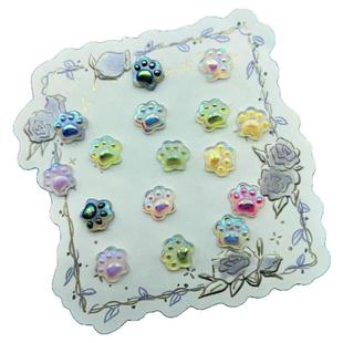 迷你电镀光变迷你猫爪夜光彩色可爱立体diy美甲配饰手工配件树脂