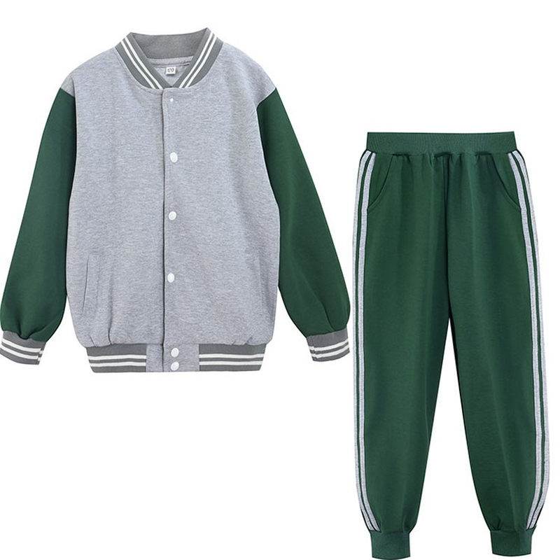 儿童墨绿色校服套装棒球服运动服男女童卫衣卫裤外套幼儿园服班服