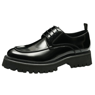 商务休闲皮鞋男英伦风厚底增高男款鞋漆皮亮面高端大头男士德比鞋