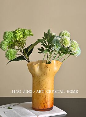 不规则中古花瓶高级感玻璃花瓶客厅摆件插花瓶样板间餐桌装饰花瓶
