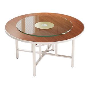 实木餐桌家用大圆桌带转盘面板可折叠便携酒店宴会大排档吃饭餐桌