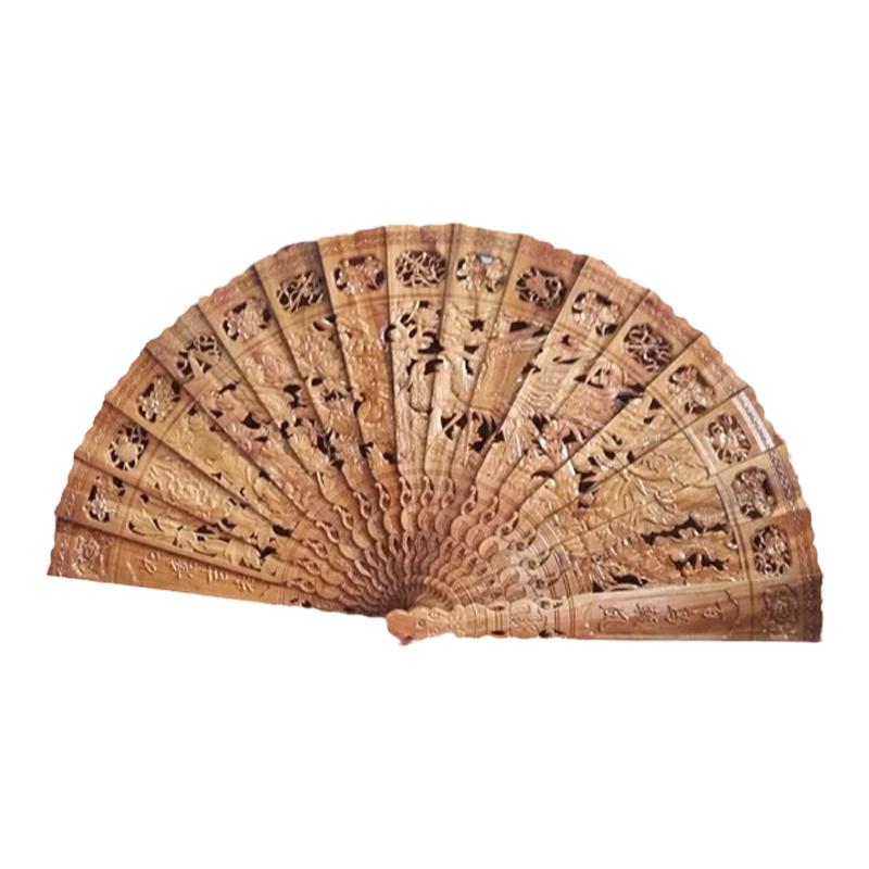 百鸟朝凤红木扇子摆件工艺品
