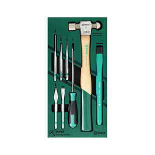 SATA世达工具8件敲击组套装工具托锤子扁凿圆锥圆头锤锥子 09952A