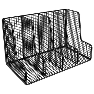 桌面书立架文件收纳架办公室大容量文件框金属档案架办公桌文件夹收纳筐办公用品杂志收纳盒多栏工位书立架