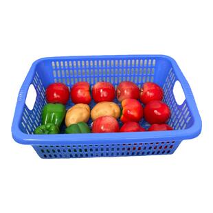 特大号塑料篮筐加厚镂空收纳篮商用配菜分类方筛子饭堂洗菜沥水篮