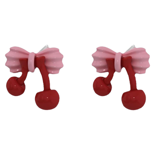 TOGGLER 小小甜系列 奶油樱桃蝴蝶结冷珐琅晃动可爱耳钉耳环女友