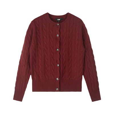 R2W经典绞花厚毛衣外套