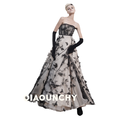 高定俏云曦法式收腰抹胸礼服裙