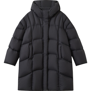 播商场同款黑色宽松中长款龟背羽绒服女冬新款鹅绒服BDS4RD3609