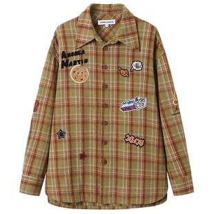 【王博文同款】ANDREA MARTIN秋冬季新款中男女小熊格子衬衫外套