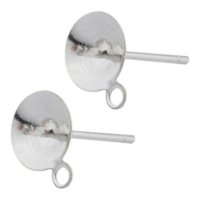 大珍珠托盘耳钉圆圈纯银饰品配件