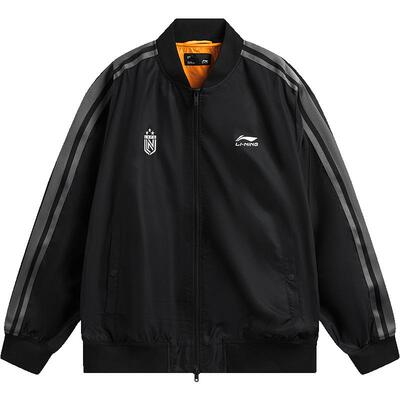 李宁棒球领男女同款印花情侣夹克