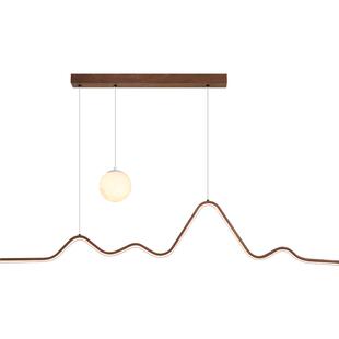 箭牌中古风月球灯极简长条餐厅灯简约现代新款饭厅餐桌吧台吊灯具