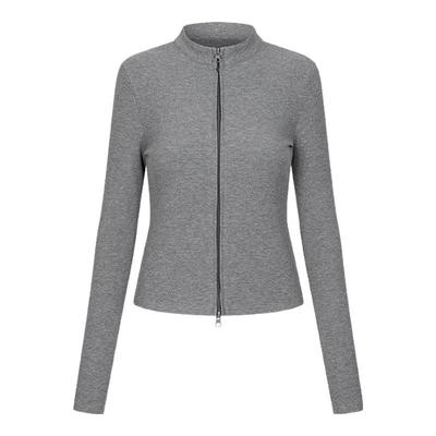 立领双拉链外套女外穿加绒上衣