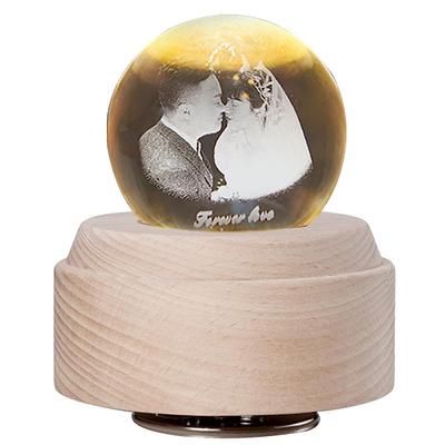 水晶照片结婚送朋友新人八音盒