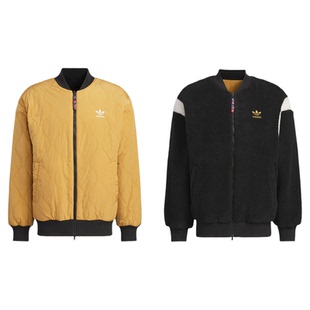 阿迪达斯三叶草仿羊羔绒外套男款25冬款双面穿休闲抓绒夹克IX4215