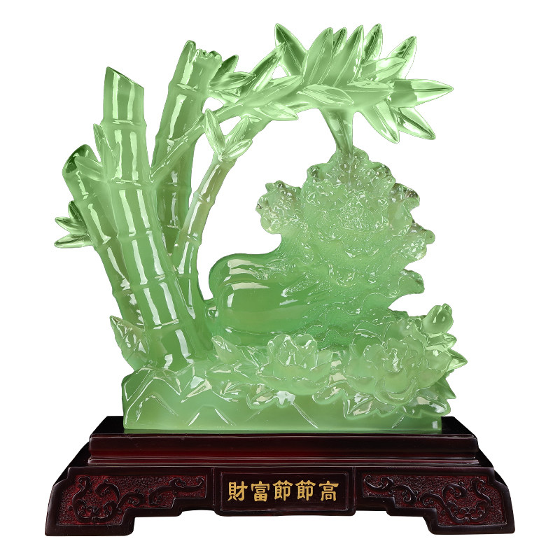玉石财富节节高白菜竹子摆件高端