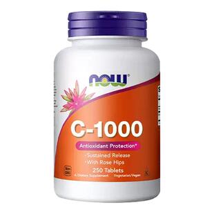 NOW foods维生素C1000mg天然无糖免疫玫瑰果缓释VC正品250片诺奥