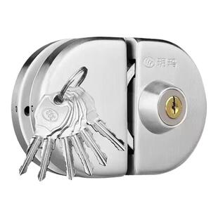 玥玛移动双开门玻璃门锁钢化玻璃门锁免打孔双开单开玻璃门锁无框