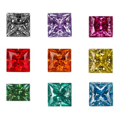 正方形公主方彩色莫桑石裸石莫桑钻裸钻Moissanite Princess