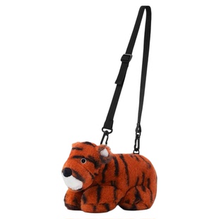 仿真毛绒绒小老虎儿童包2026新品可爱卡通动物造型单肩斜挎公仔包