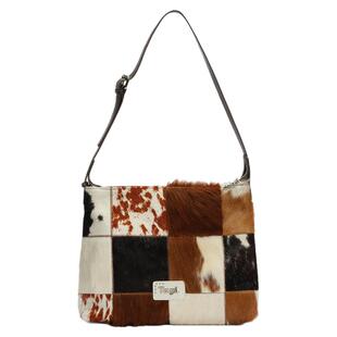 Tagi.奶牛麦田马毛拼接斜挎单肩包通勤可调节复古斜挎包