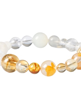 五行水晶土生金天然海蓝宝手串