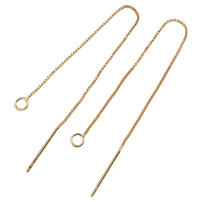 耳线带吊侧身盒子链包金保色14k