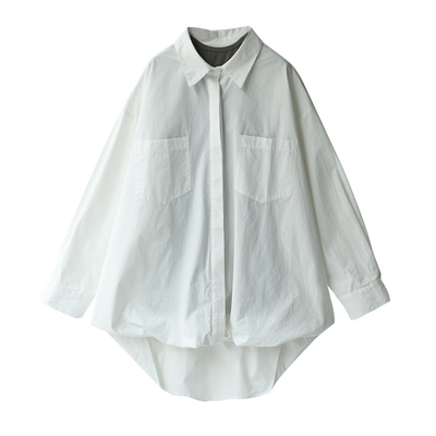 宽松慵懒假两件中长款衬衫女