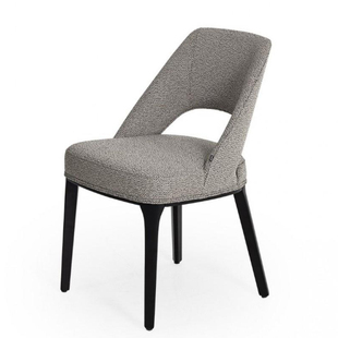 Poliform北欧实木简约软包布艺椅子餐厅靠背椅设计师餐椅休闲家用