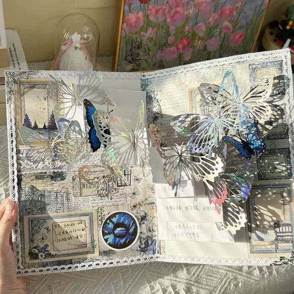 蝴蝶立体书手工diy材料包七夕节礼物自制手作书贺卡情书创意礼品