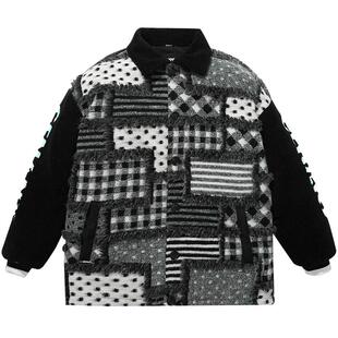 GENANX闪电潮牌棉服外套无性别高街时尚异料拼接情侣款羊羔绒棉衣