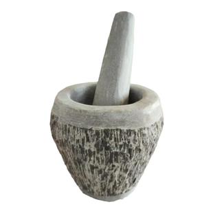 山东老式手工天然青石捣蒜器石臼家用捣药罐研磨器蒜石臼子蒜臼子