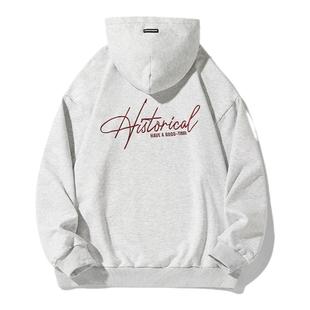 WASSUP美式高街连帽情侣外套春秋重磅宽松运动帽衫刺绣字母卫衣男