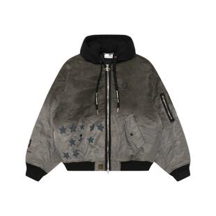 Aape旗舰店男装秋冬猿人徽章水洗渐变做旧飞行夹克外套7748XXP