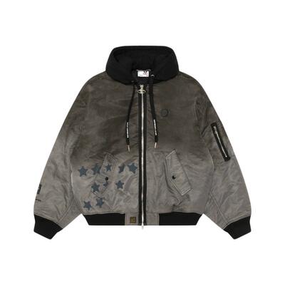 Aape猿人徽章水洗渐变飞行夹克
