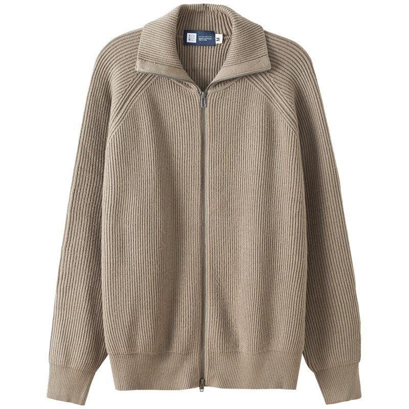 九六致原创秋季拉链针织衫开衫高领毛衣男简约纯色宽松外套潮流