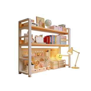 桌面洞洞板书架家用多层学生桌上立式收纳架宿舍免打孔铁艺置物架