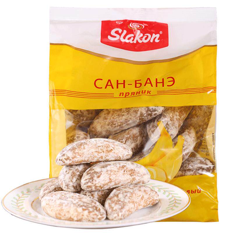 俄罗斯香蕉味光头饼干粗粮面包原装进口slakon斯拉贡休闲零食品