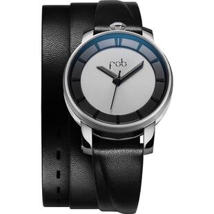 FOB手表R360法式进口复古三层黑色皮革表带机械女士腕表