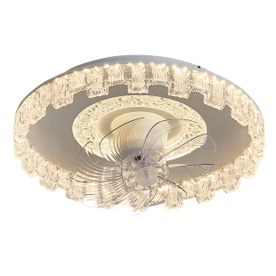 卧室风扇灯2026新款轻奢高级感主卧儿童房间摇头水晶电风扇吸顶灯